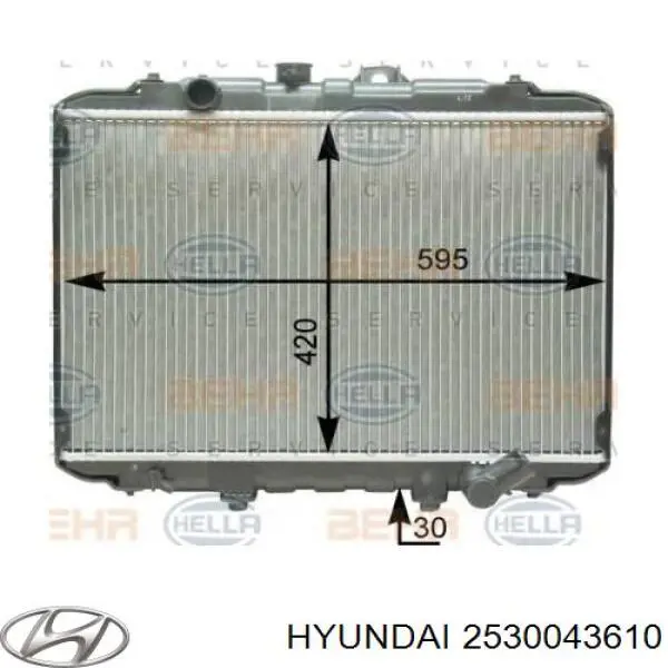 Радіатор охолодження двигуна 2530043610 Hyundai/Kia