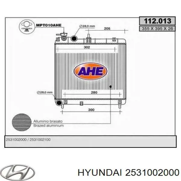 2531002000 Hyundai/Kia Радіатор охолодження двигуна