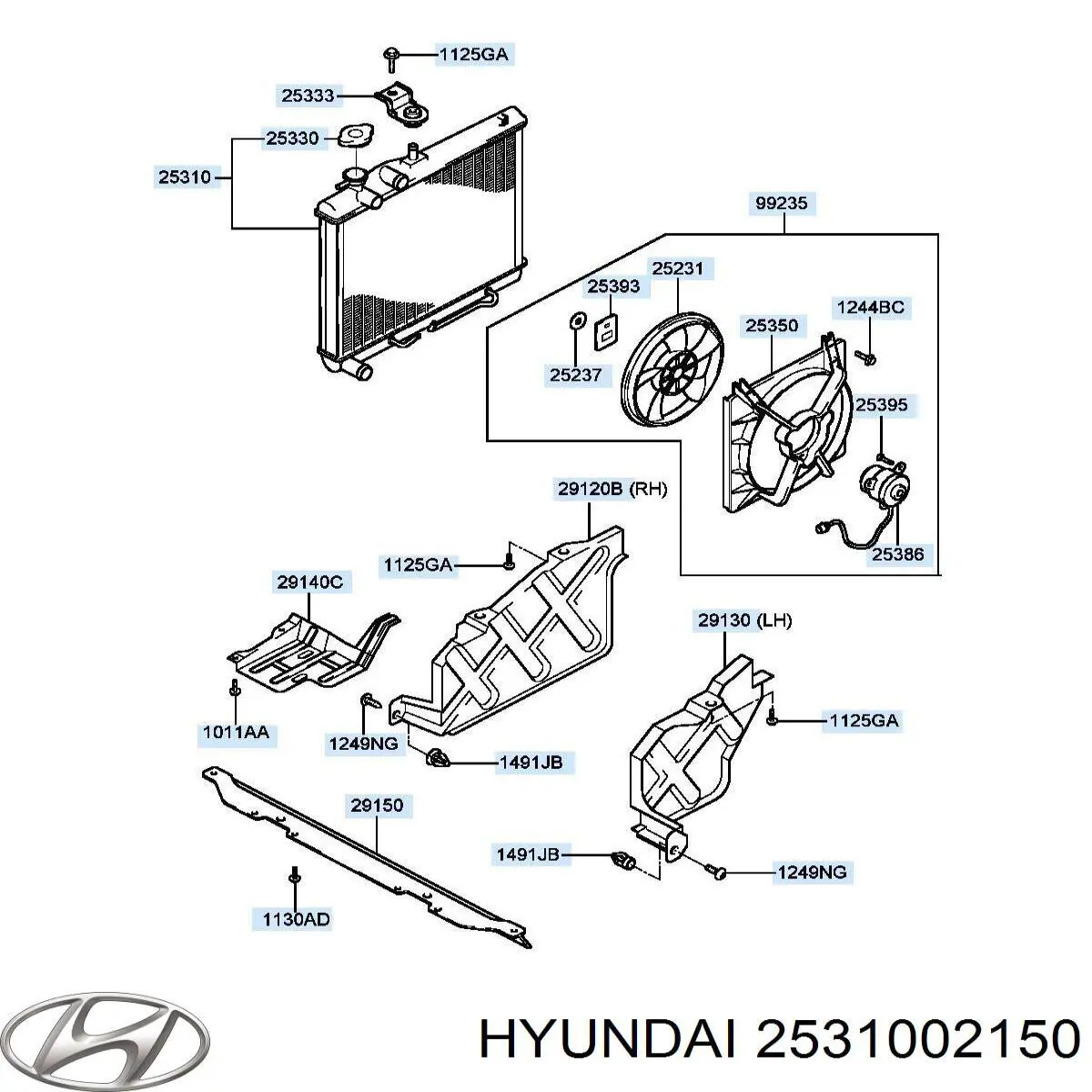 2531002150 Hyundai/Kia радіатор охолодження двигуна