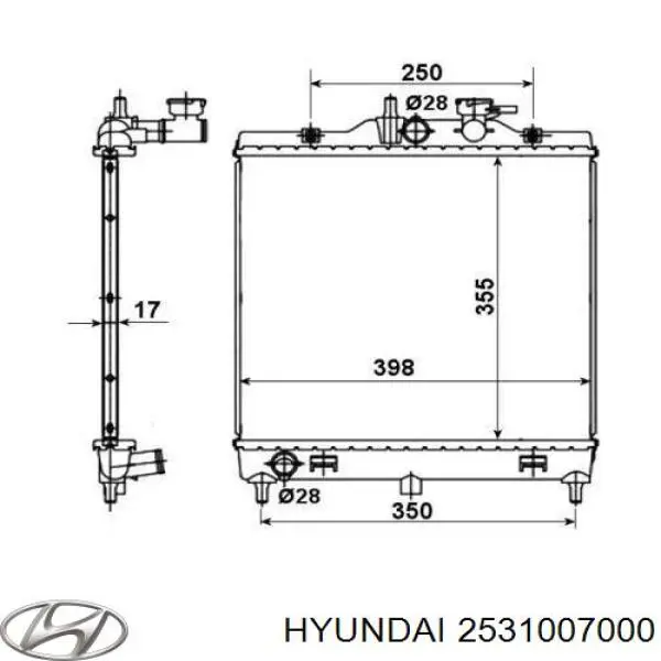 Радіатор основний Hyundai/Kia 2531007000 ціна, від 44.66 USD