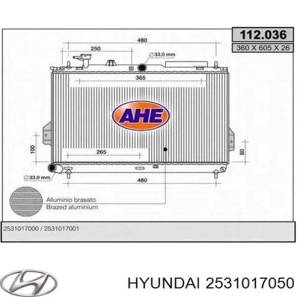 Радіатор основний Hyundai/Kia 2531017050 ціна, від 76.20 USD