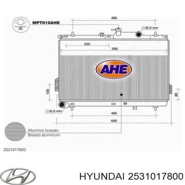 2531017800 Hyundai/Kia радіатор охолодження двигуна