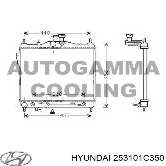 253101C350 Hyundai/Kia Радіатор охолодження двигуна