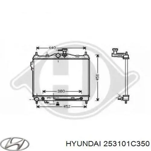 Радіатор охолодження двигуна 253101C350 Hyundai/Kia