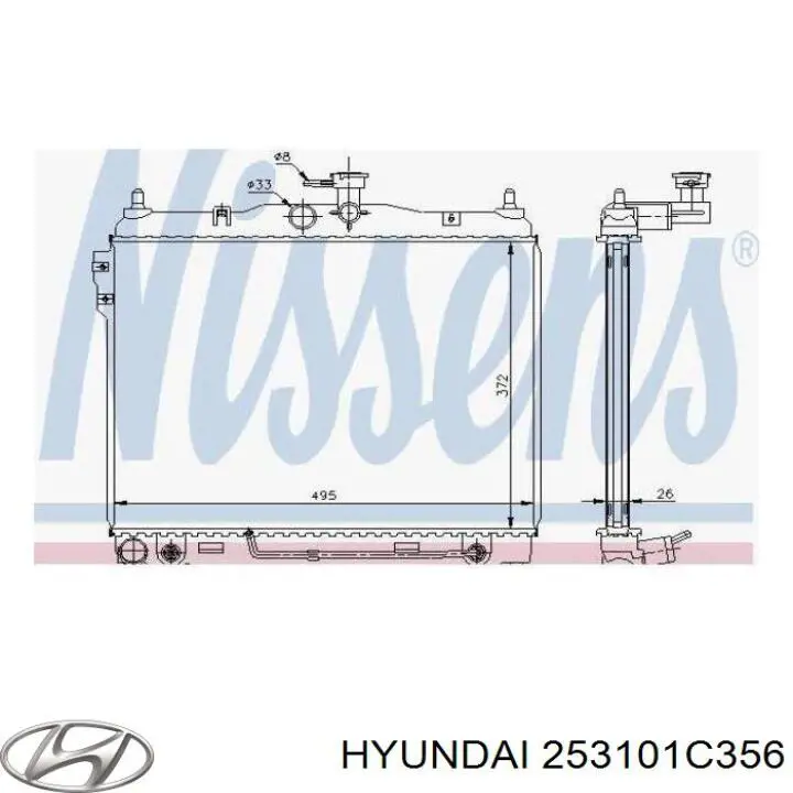 253101C356 Hyundai/Kia Радіатор охолодження двигуна