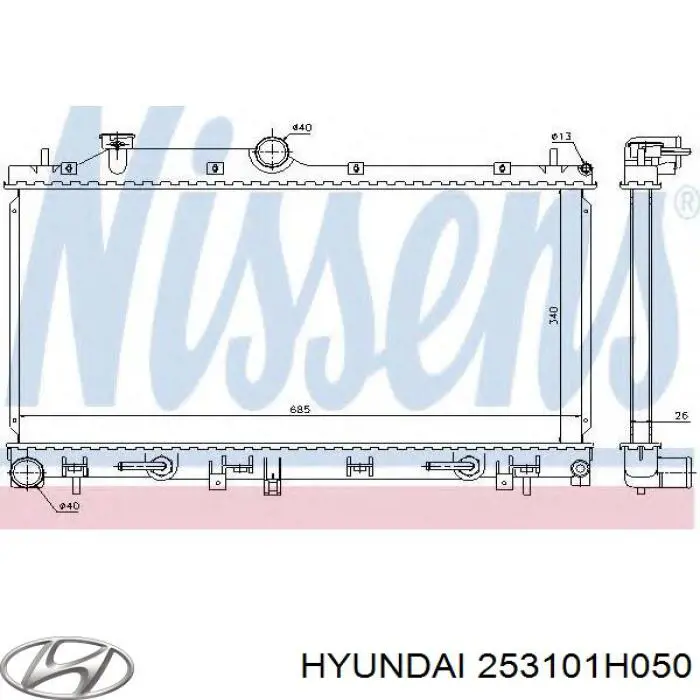 Радіатор основний Hyundai/Kia 253101H050 ціна, від 74.50 USD