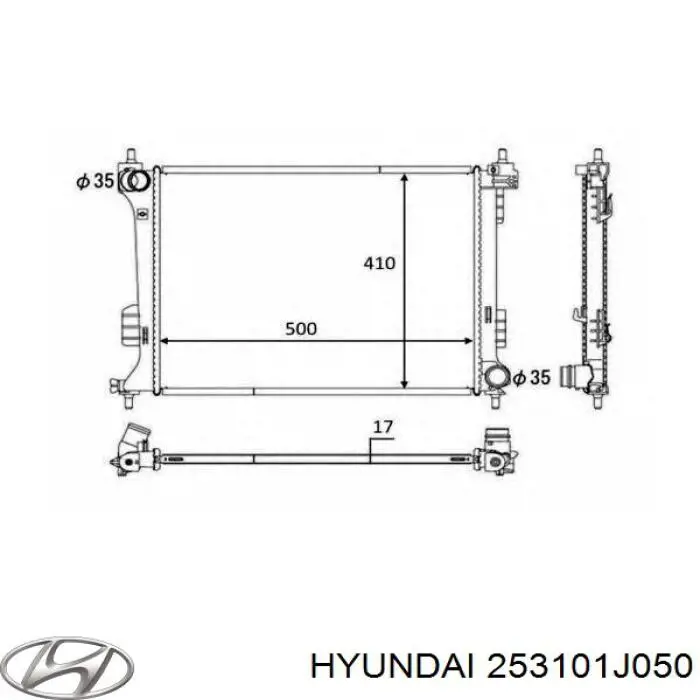 Радіатор основний Hyundai/Kia 253101J050 ціна, від 57.62 USD
