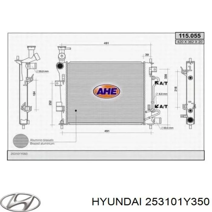 Радіатор основний Hyundai/Kia 253101Y350 ціна, від 95.47 USD