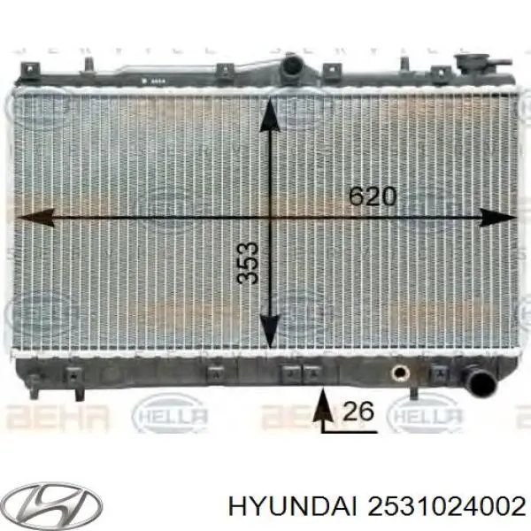 Купити 2531024002 Hyundai/Kia Радіатор двигуна