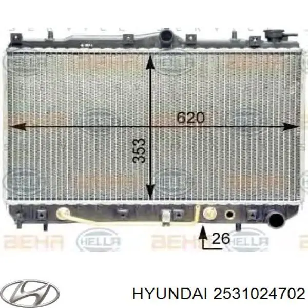 2531024702 Hyundai/Kia радіатор охолодження двигуна