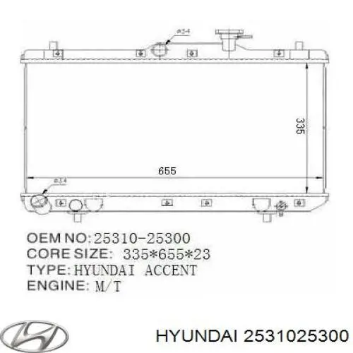 Радіатор основний Hyundai/Kia 2531025300 ціна, від 67.61 USD