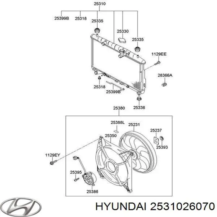 Купити 2531026070 Hyundai/Kia Радіатор двигуна