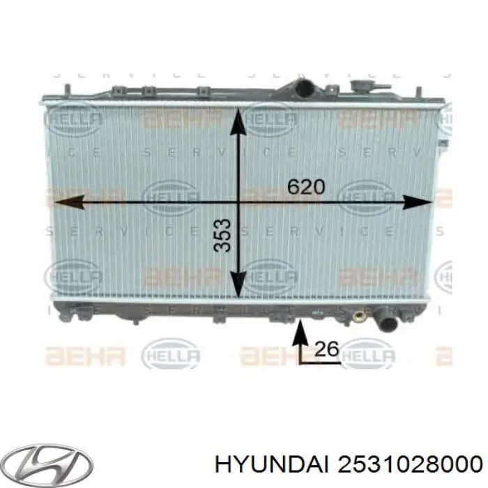 Радіатор охолодження двигуна на Hyundai Lantra I 