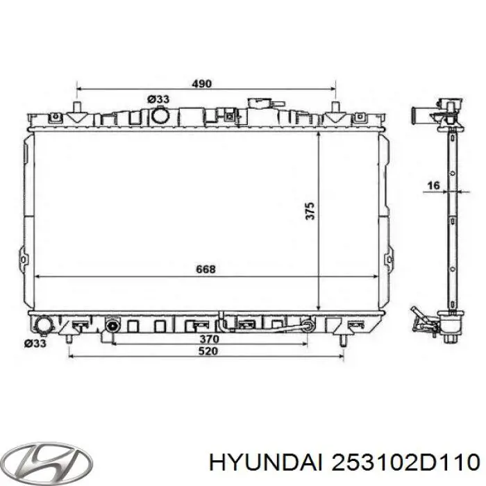 Радіатор основний Hyundai/Kia 253102D110 ціна, від 72.70 USD
