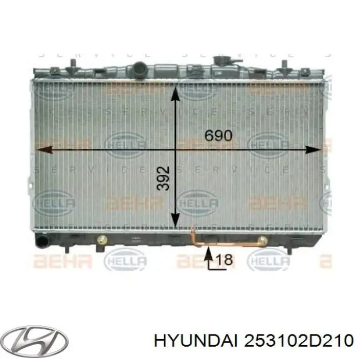 Радіатор охолодження двигуна 253102D210 Hyundai/Kia