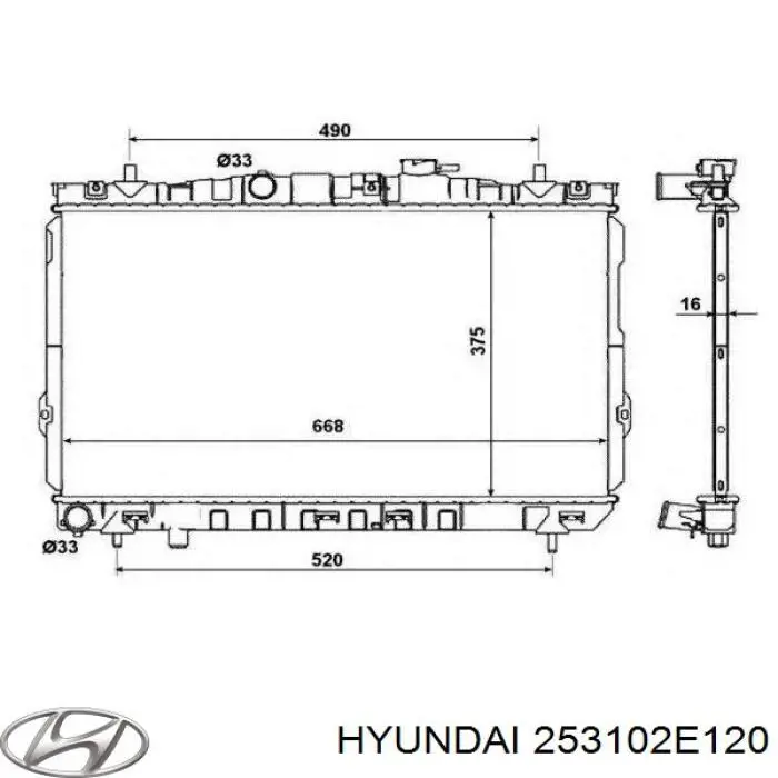 253102E120 Hyundai/Kia Радіатор охолодження двигуна