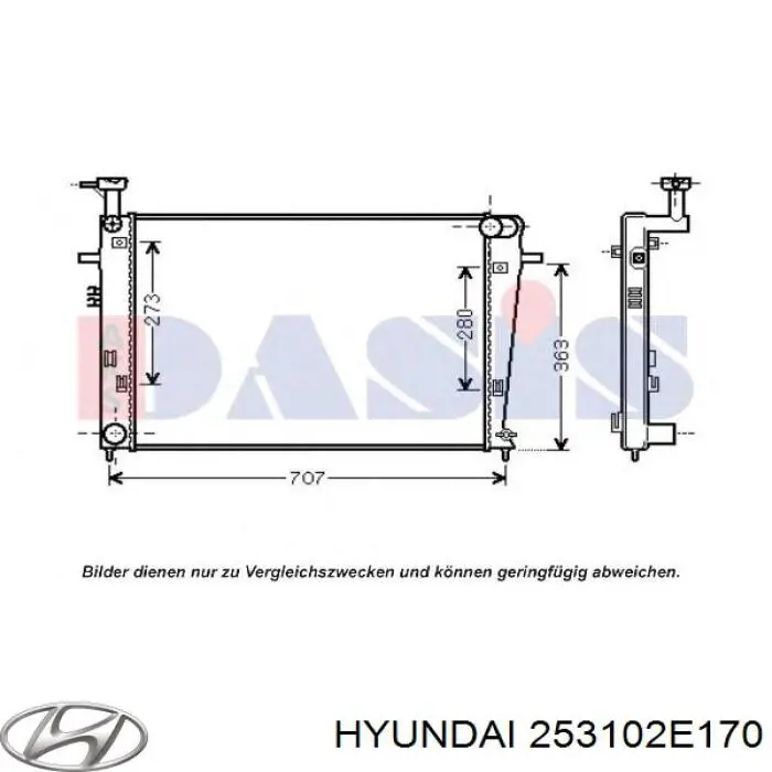 Радіатор охолодження двигуна 253102E170 Hyundai/Kia