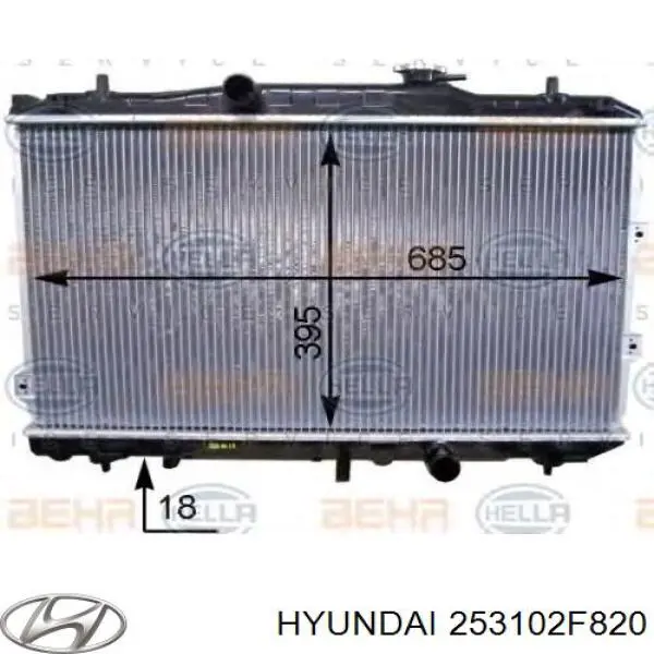 Радіатор охолодження двигуна 253102F820 Hyundai/Kia