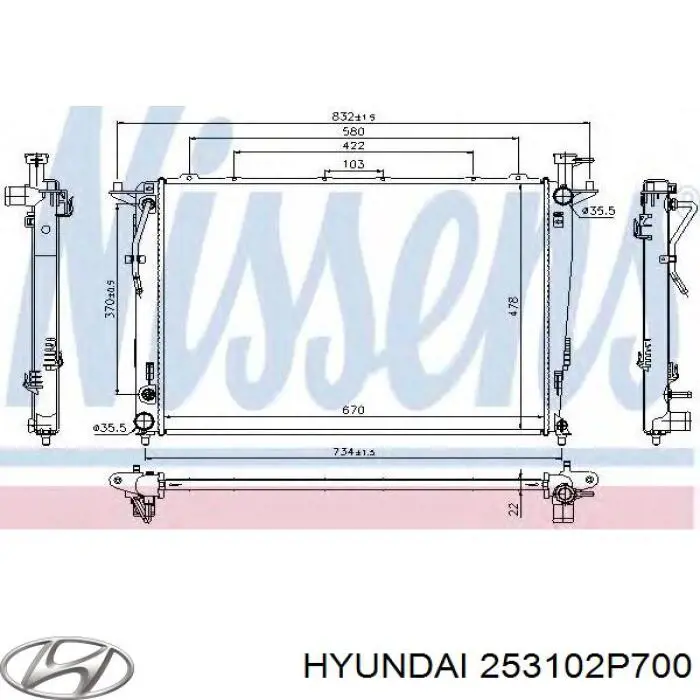 Радіатор основний Hyundai/Kia 253102P700 ціна, від 64.68 USD