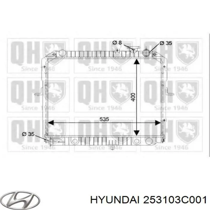 Радіатор основний Hyundai/Kia 253103C001 ціна, від 71.26 USD