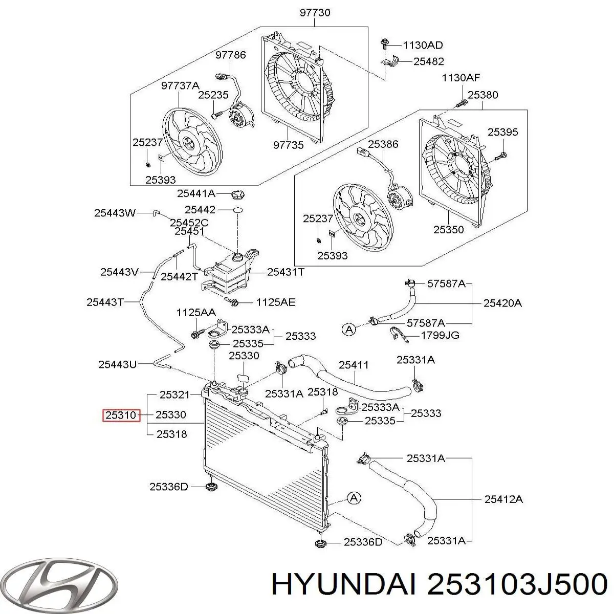 Радіатор основний Hyundai/Kia 253103J500 ціна, від 87.69 USD