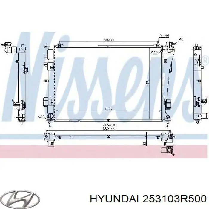 Радіатор охолодження двигуна 253103R500 Hyundai/Kia