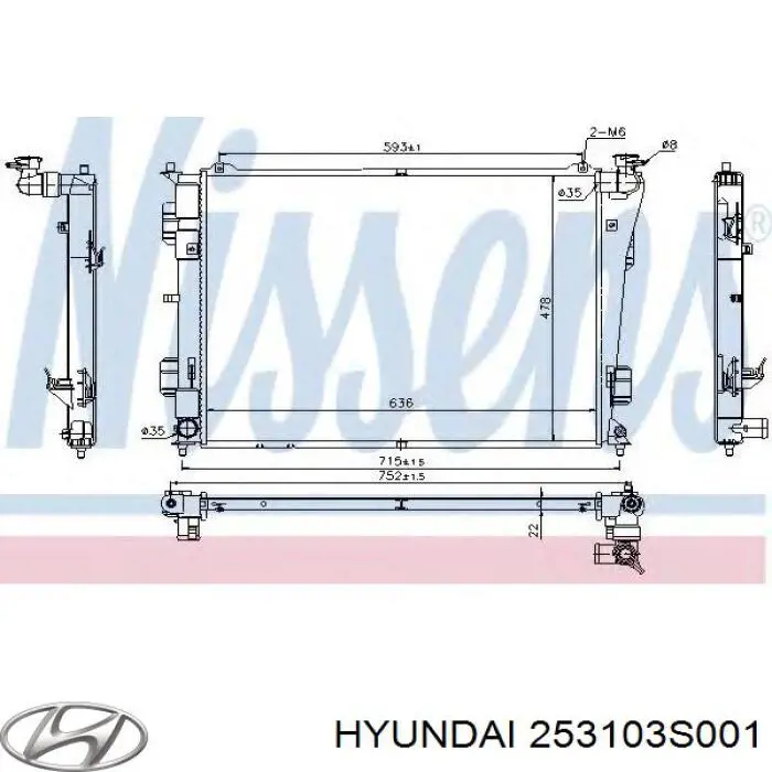 253103S001 Hyundai/Kia радіатор охолодження двигуна