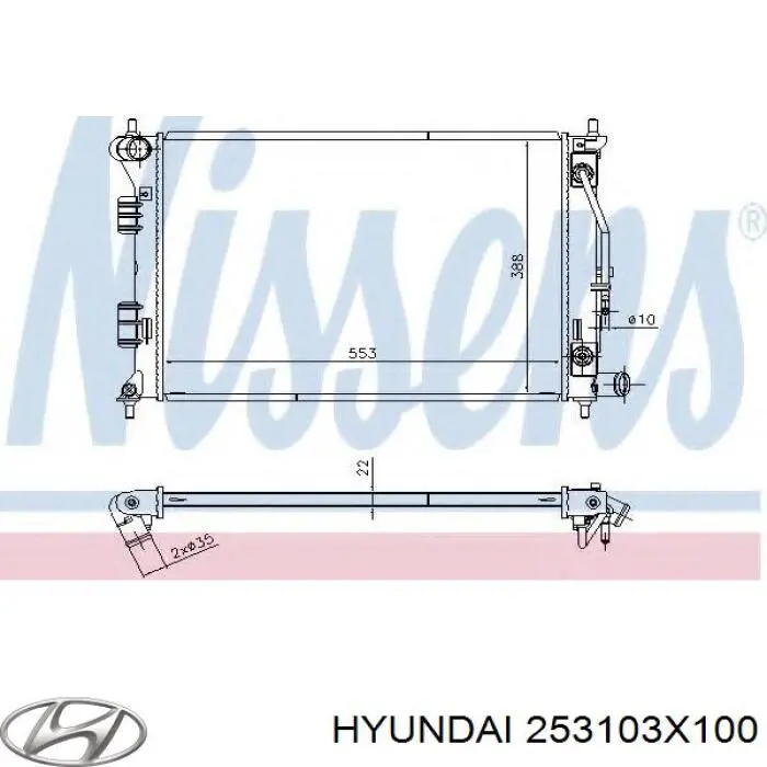 Радіатор охолодження двигуна 253103X100 Hyundai/Kia