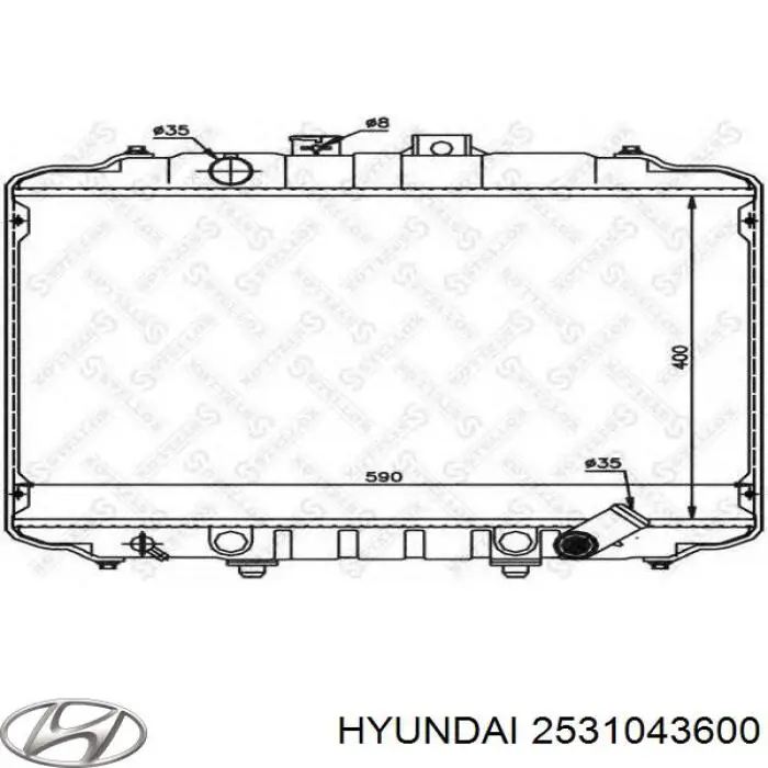 Радіатор охолодження двигуна 2531043600 Hyundai/Kia