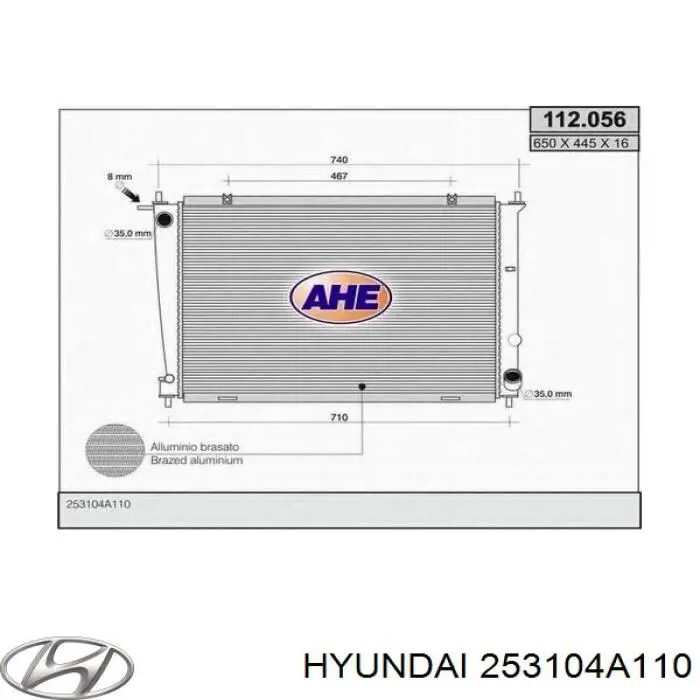 Радіатор основний Hyundai/Kia 253104A110 ціна, від 87.75 USD