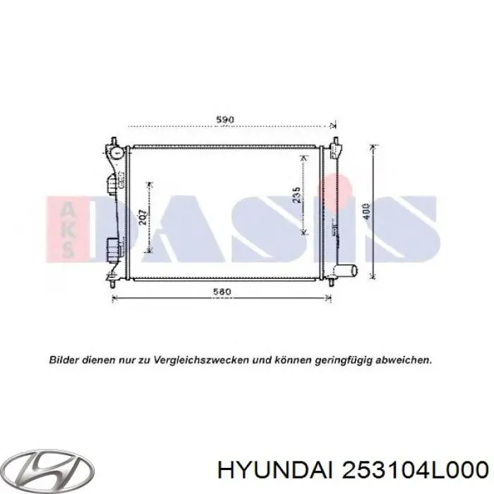 Радіатор охолодження двигуна 253104L000 Hyundai/Kia