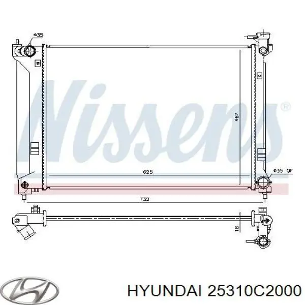 Радіатор основний Hyundai/Kia 25310C2000 ціна, від 69.47 USD