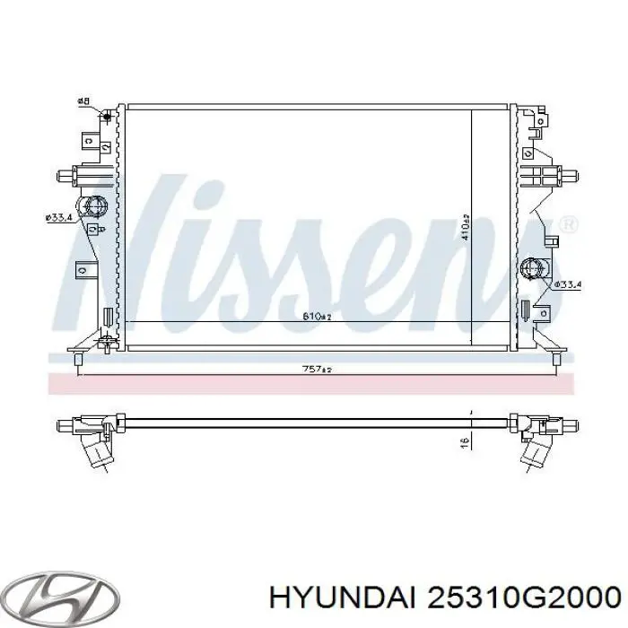 Радіатор охолодження двигуна на Hyundai Ioniq AE