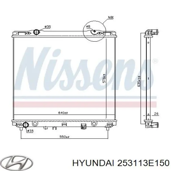 253113E150 Hyundai/Kia Радіатор охолодження двигуна