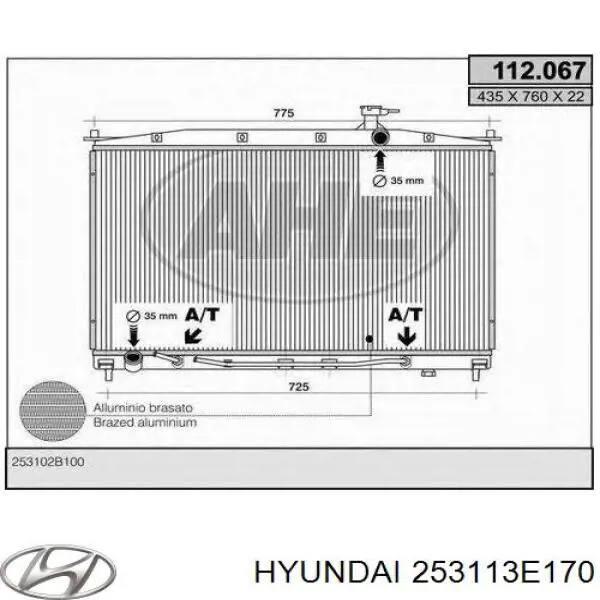 Радіатор основний Hyundai/Kia 253113E170 ціна, від 96.59 USD