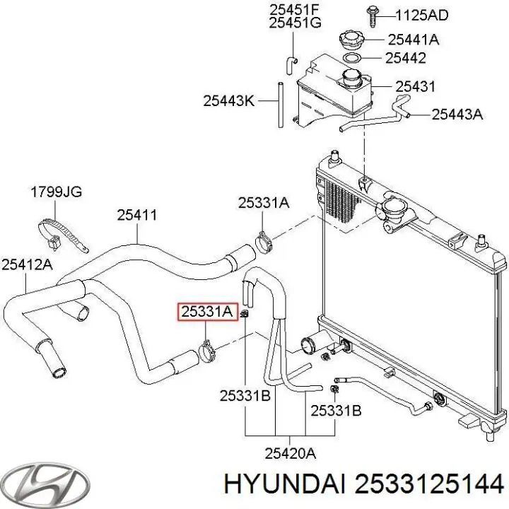2533125144 Hyundai/Kia Хомут стяжний металевий, універсальний