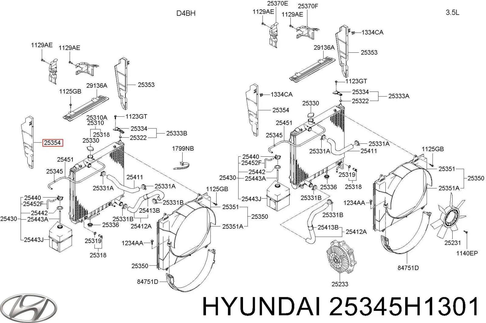  Повітропровід (дефлектор) радіатора, лівий Hyundai Terracan 