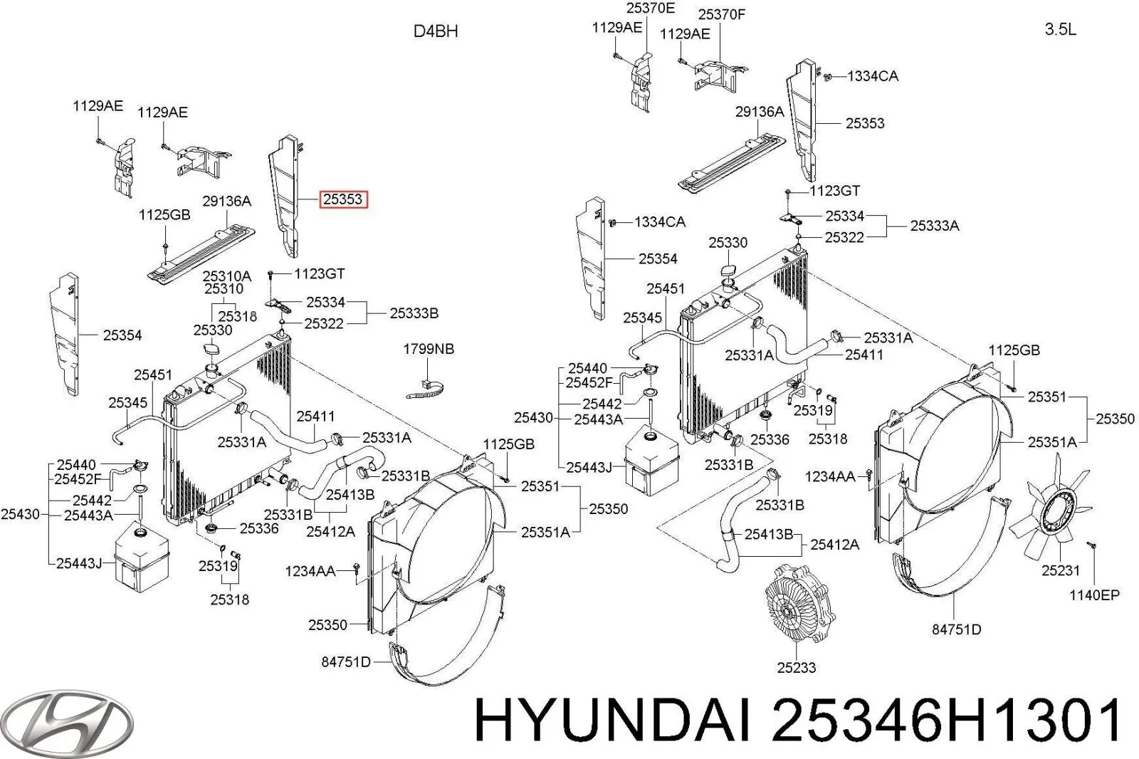  Повітропровід / дефлектор радіатора интеркуллера, правий Hyundai Terracan 