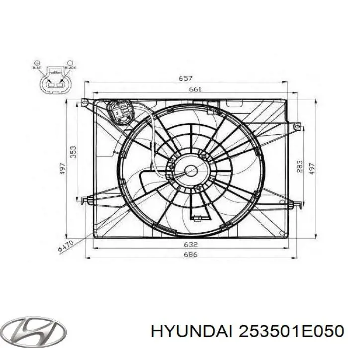 253501E050 Hyundai/Kia дифузор (кожух радіатора охолодження)