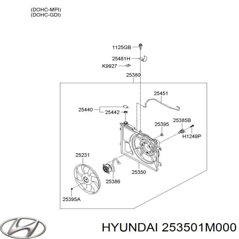 Дифузор (кожух) радіатора охолодження 253501M000 Hyundai/Kia