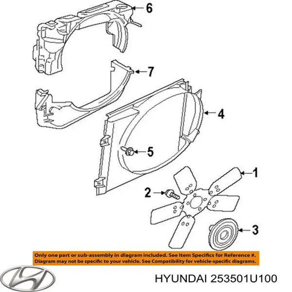 Дифузор вентилятора Hyundai/Kia 253501U100 ціна, від 51.46 USD