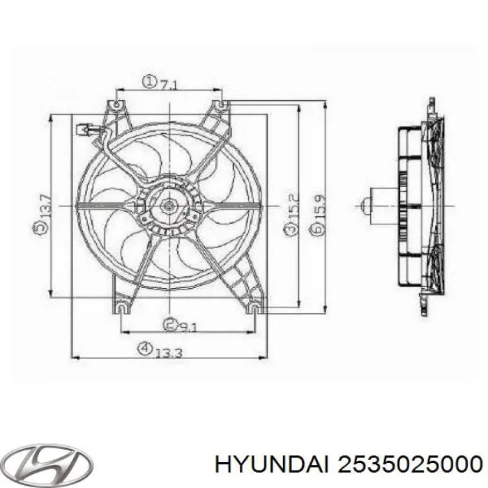 Дифузор радіатора охолодження, в зборі з двигуном і крильчаткою Hyundai/Kia 2535025000 ціна, від 24.55 USD