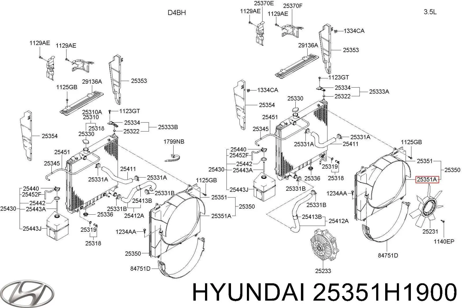 Дифузор радіатора охолодження, верхній Hyundai/Kia 25351H1900 ціна, від 17.47 USD