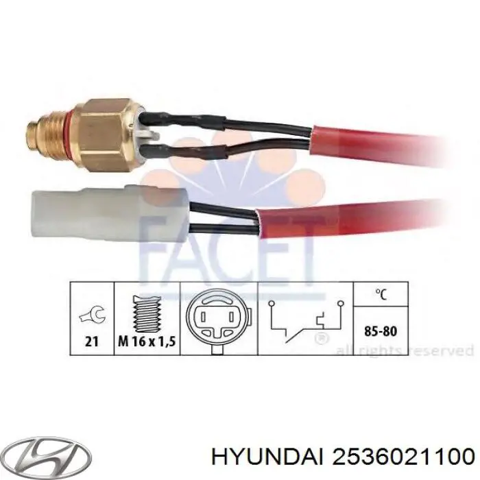Датчик включення вентилятора 2536021100 Hyundai/Kia