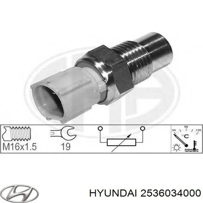 2536034000 Hyundai/Kia термо-датчик включення вентилятора радіатора