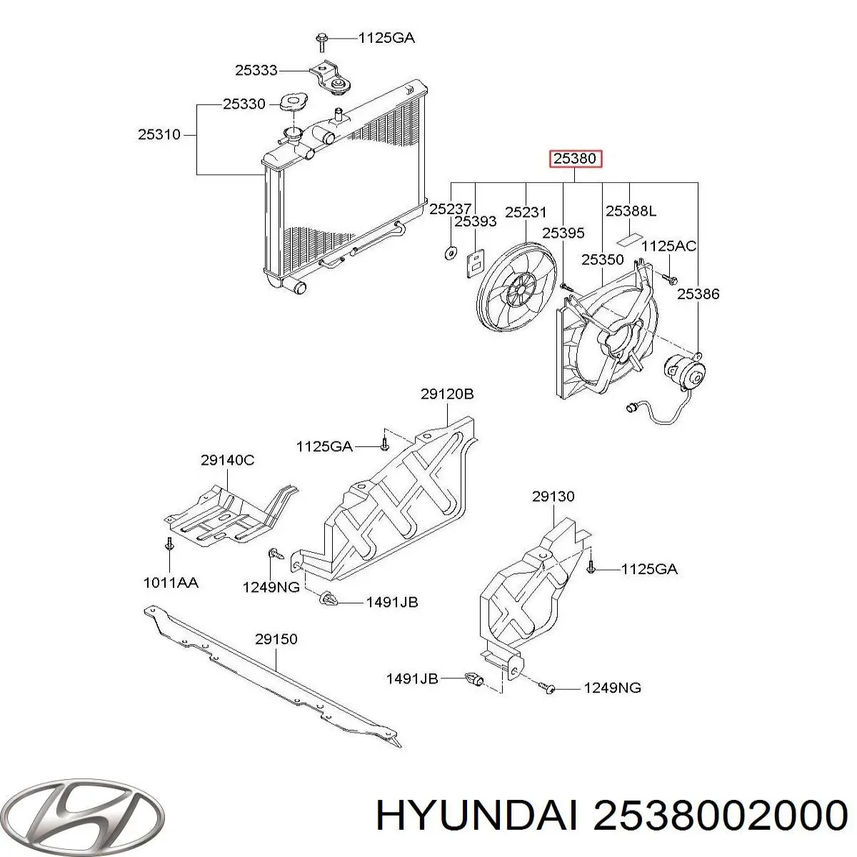 Купити 2535002000 Hyundai/Kia Дифузор вентилятора