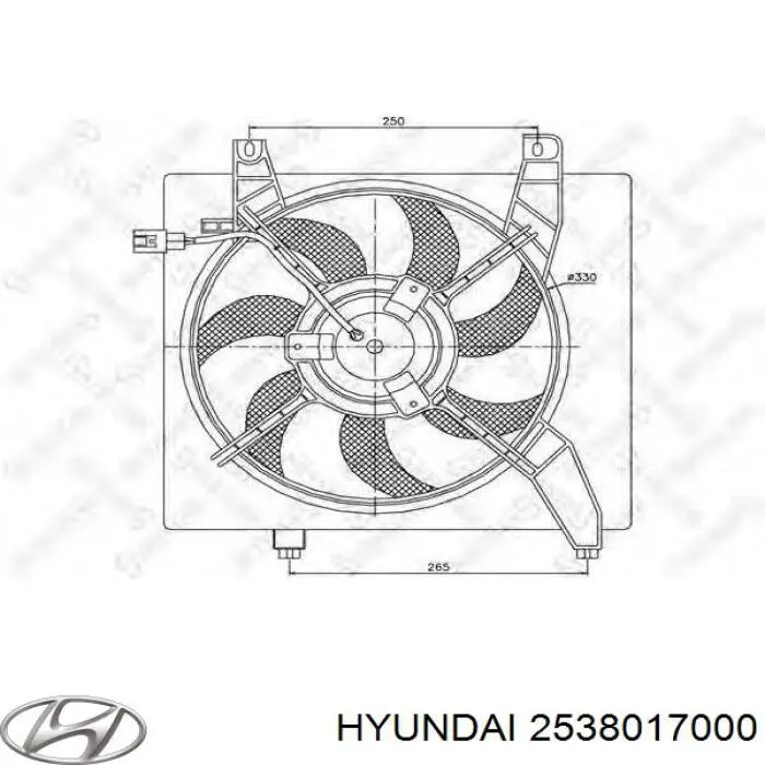 Дифузор радіатора охолодження, в зборі з двигуном і крильчаткою Hyundai/Kia 2538017000 ціна, від 24.76 USD