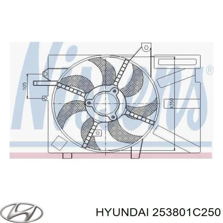 Купити 253801C260 Hyundai/Kia Дифузор радіатора охолодження, в зборі з двигуном і крильчаткою