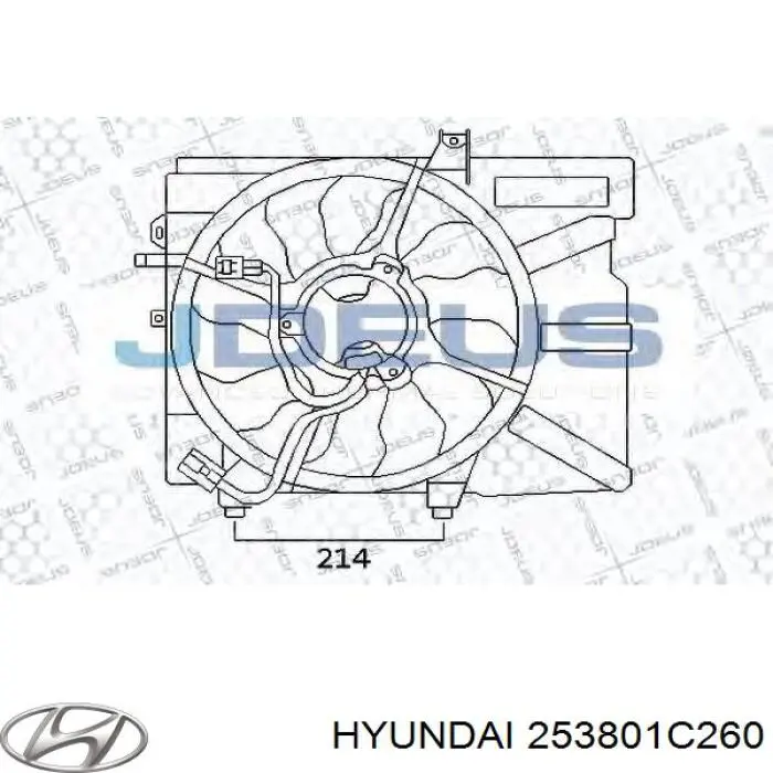 253801C260 Hyundai/Kia дифузор радіатора охолодження, в зборі з двигуном і крильчаткою