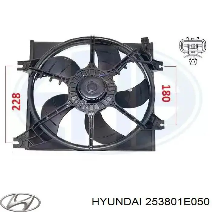 253801E050 Hyundai/Kia електровентилятор охолодження в зборі (двигун + крильчатка)